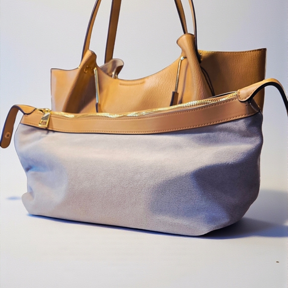 Elegant Camel Slouchy Handbag By Sondra Roberts - Picture 5 of 11